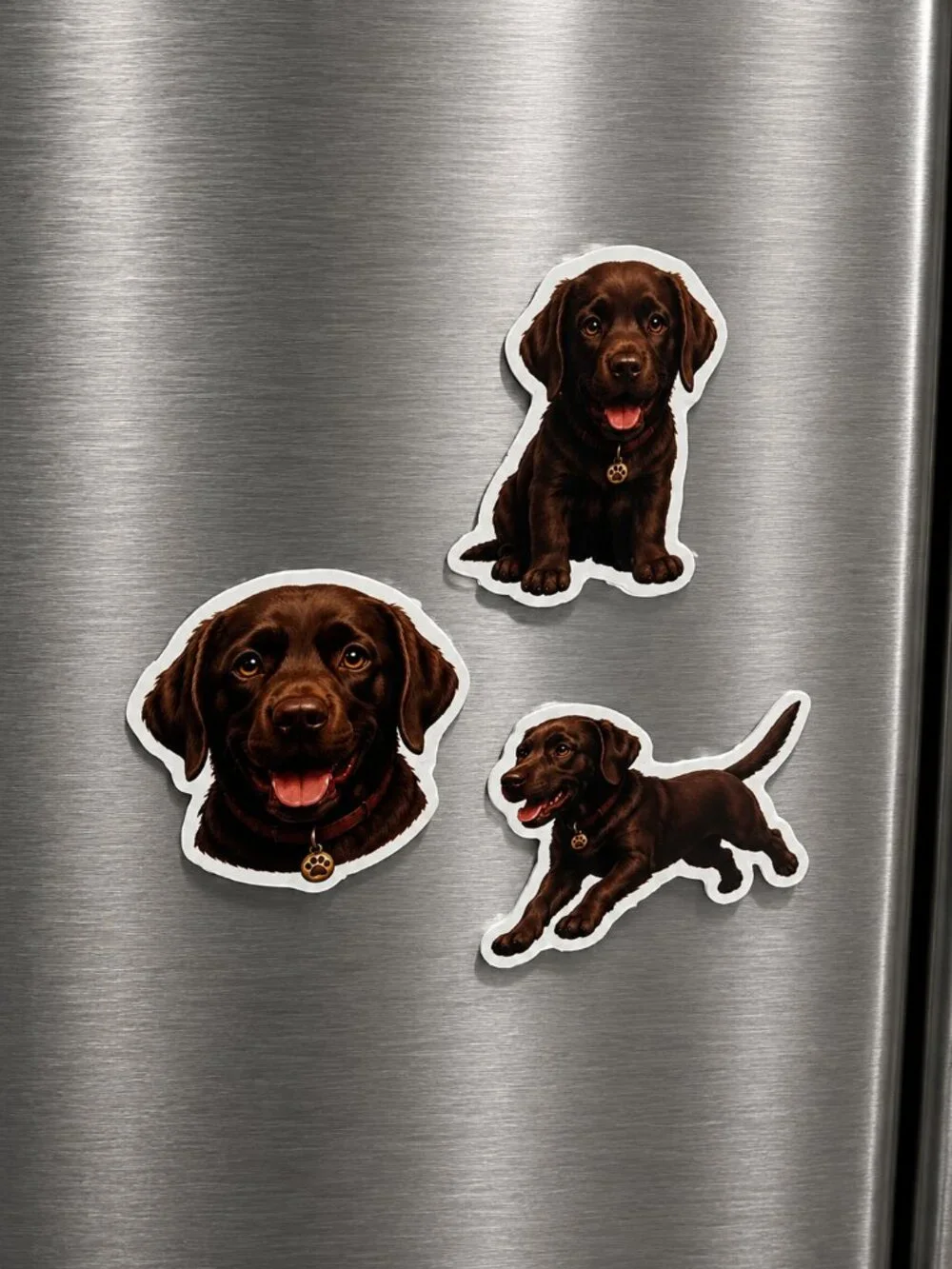 3 Chocolate Labrador Retriever Dog Magnets Puppy Fridge Refrigerator Decor Gift
